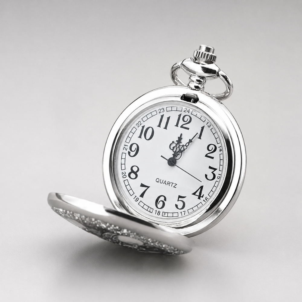 Eleganter Retro-Taschenuhr-Anhänger mit Klappdeckel & präzisem Quarzwerk, unisex Geschenkidee.