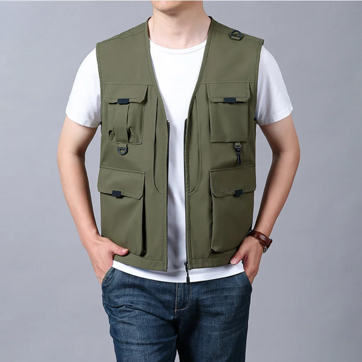 Modische Herren Frachtweste, atmungsaktiv, Multitaschen, perfekt für Outdoor & Stadt.