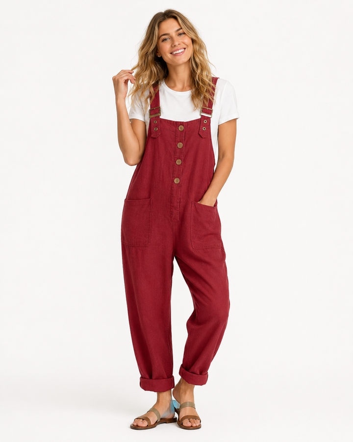 Damenmode: Trendiger Overall Jumpsuit, ideal als lässiges Freizeit-Outfit für den Sommer.