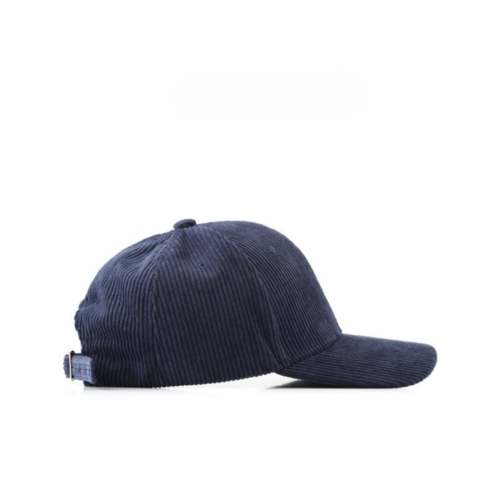 Unisex Kappe mit Kord-Textur & gebogenem Schirm. Verstellbare Polyester-Baseballcap für jeden Look.