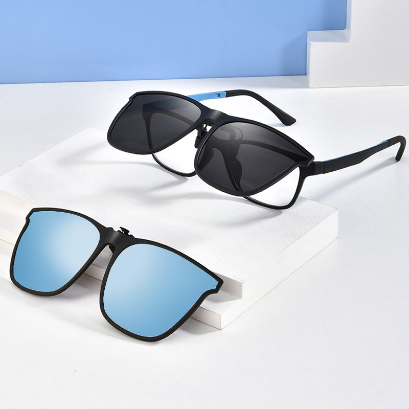 Klappbarer polarisierter Sonnenbrillen-Clip mit UV400 Schutz für Korrekturbrillen; Blendschutz.