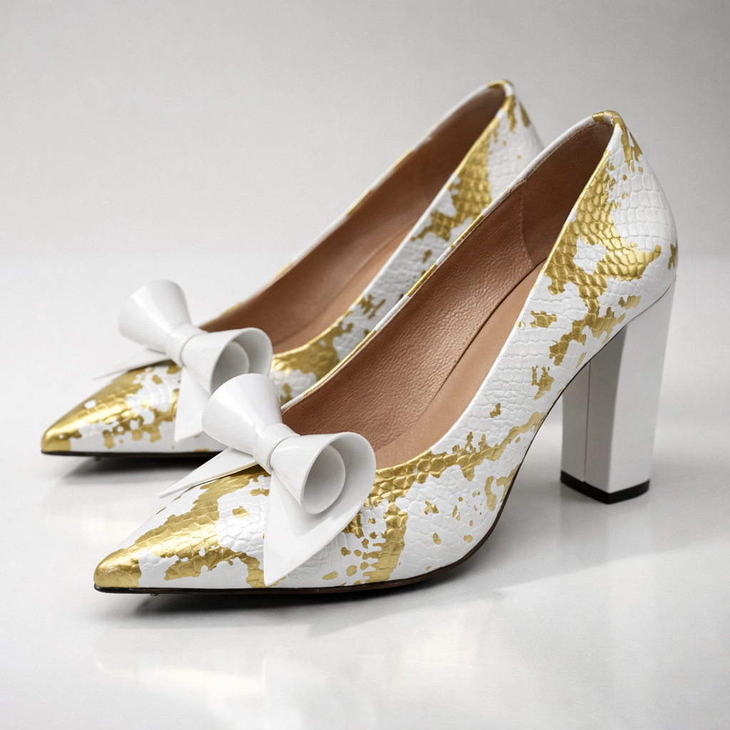 Schwarze Damen Pumps mit spitzer Kappe, Blockabsatz & edler Krokoprägung. Ideal für Büro oder Abend.