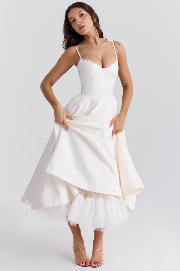 Trägerkleid elegant: Damen Midikleid für Festlichkeiten, Cocktailpartys und Gala-Abende.