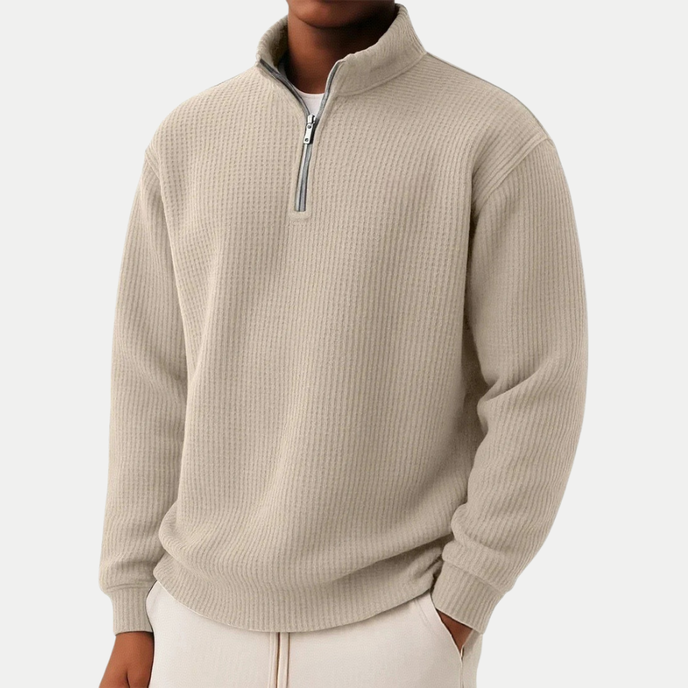 Herren Reißverschluss Pullover, Stehkragen, Langarm, Business Casual, Freizeit, eleganter & bequemer Sweater.