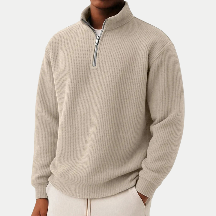 Herren Reißverschluss Pullover, Stehkragen, Langarm, Business Casual, Freizeit, eleganter & bequemer Sweater.