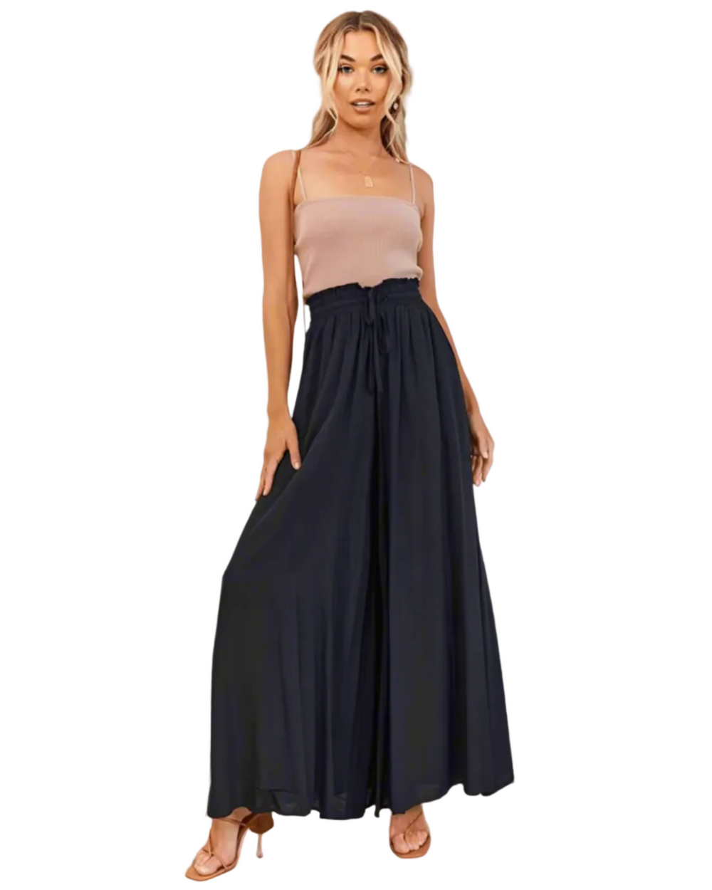 Bequeme Damen Freizeithose mit hoher Taille & weitem Bein. Ideal für warme Tage & entspannten Sommerstyle.