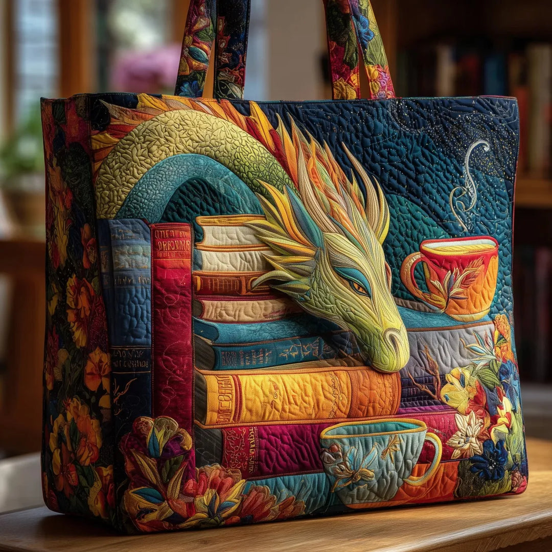 Stilvolle, handgefertigte Damen Tote-Tasche mit einzigartigem Drachenmotiv, geräumig für den Alltag, aus Baumwolle-Polyester.