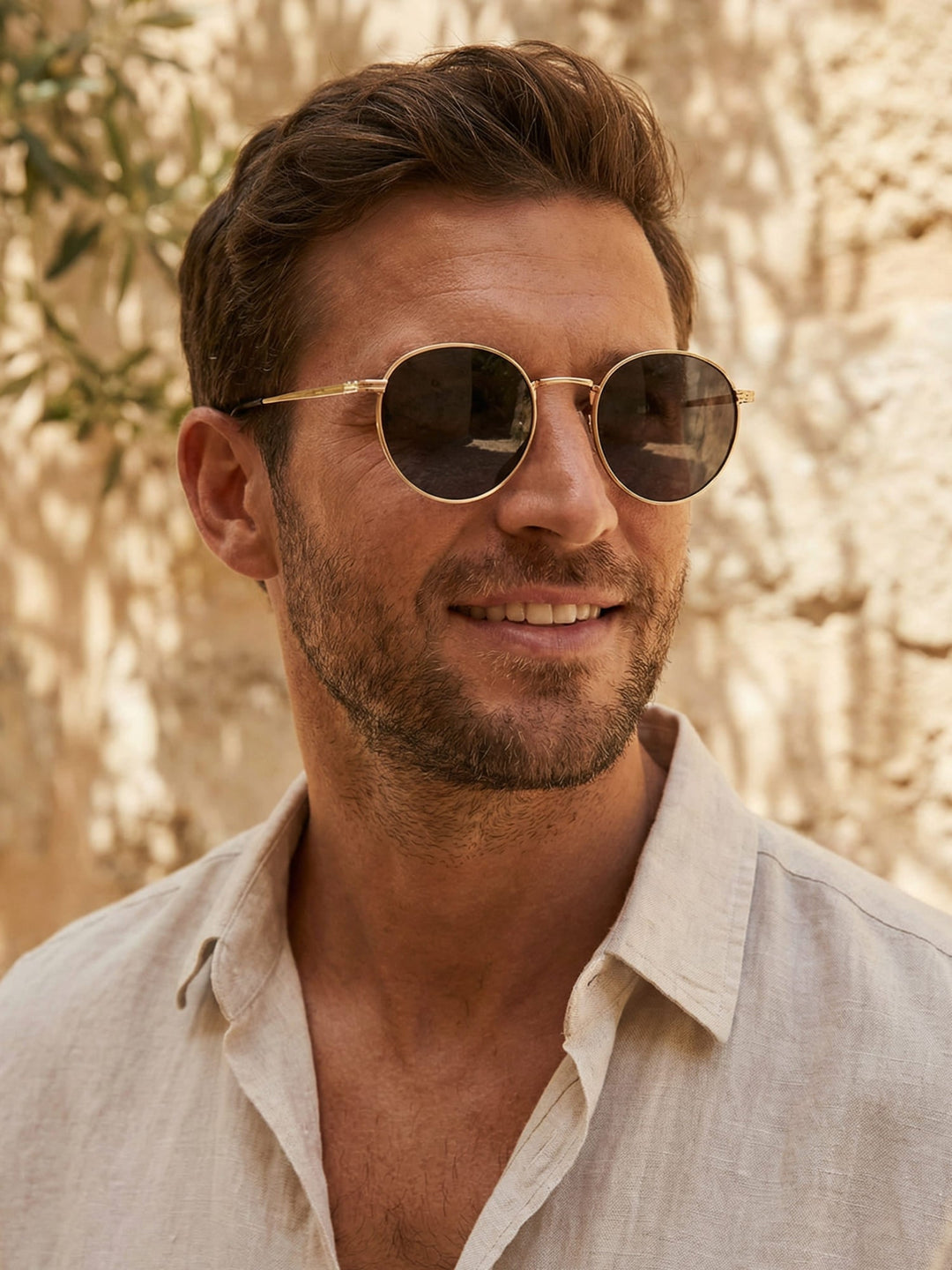 Stylische runde Sonnenbrille Unisex. Modernes Design, bequem zu tragen. Optimaler Schutz vor UV-Strahlen.