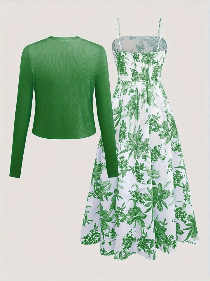 Hochwertiger Stoff des Damen Midikleids mit Blumenmuster. Atmungsaktiv für Sommer- & Frühlingsoutfits.