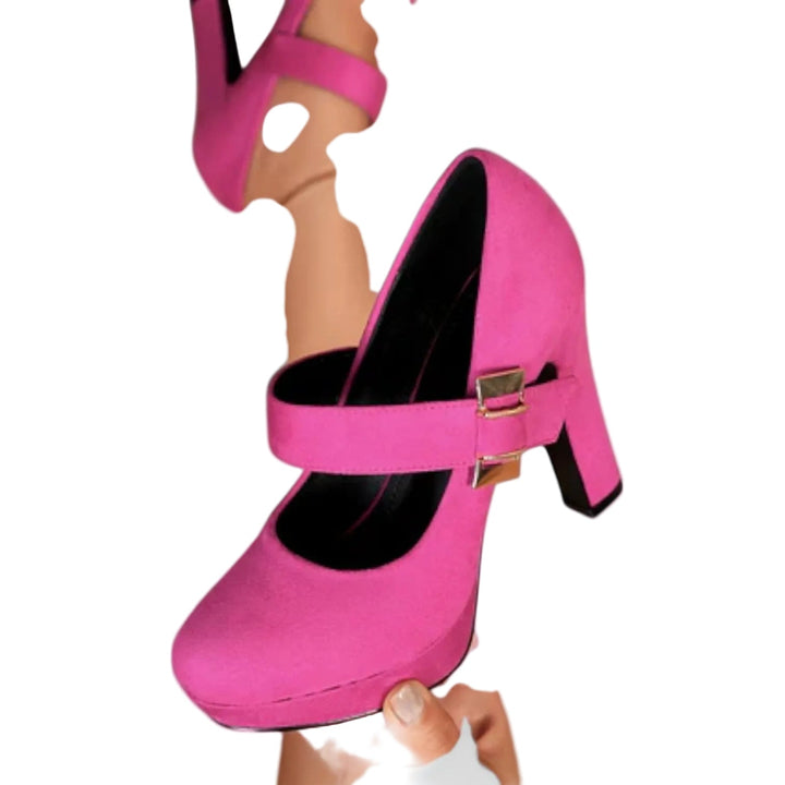 Moderne Damen Plateau-Riemenschuhe mit breitem Absatz und verstellbarer Schnalle, für stilvollen Komfort.