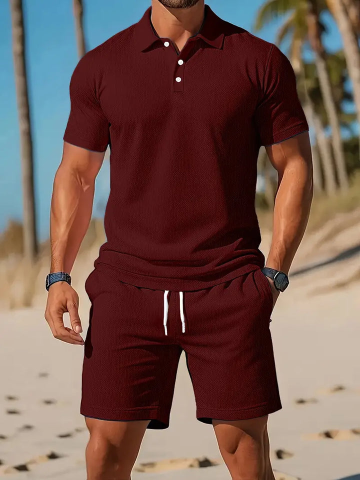 Stilvolles Herren Zweiteiler-Set, perfekt für Strand, Sport & Alltag.