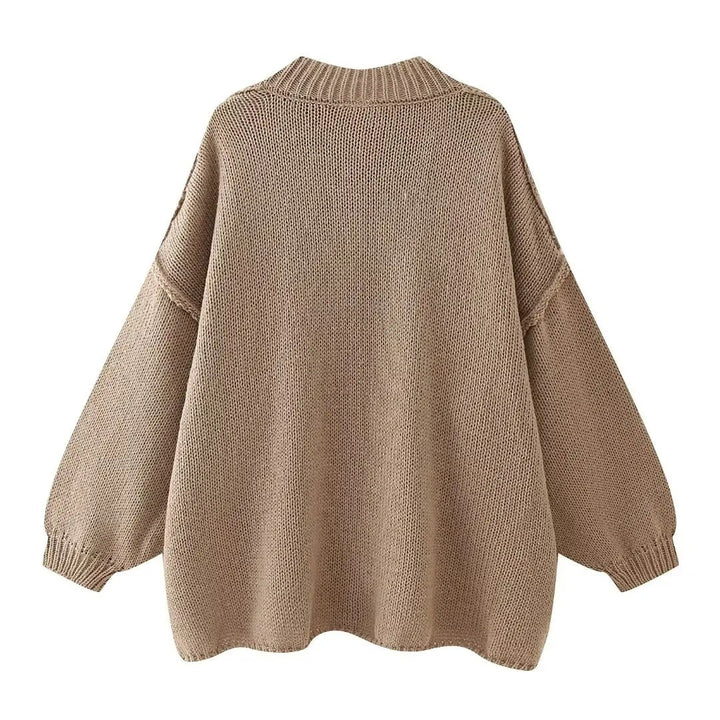 Komfortable Damen Oversized Strickjacke mit Knopfleiste & weiten Ärmeln für lässige Freizeit-Looks.