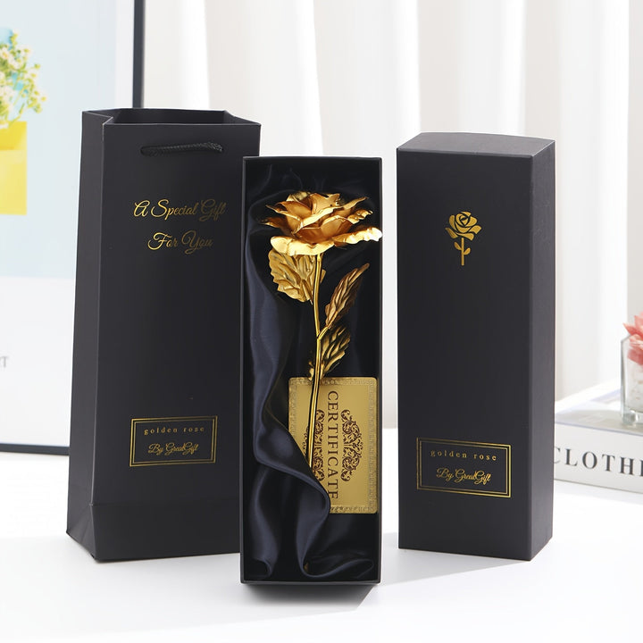 Stilvolle ewige Kunstrose im Luxus-Geschenkset zum Jahrestag. Ein romantisches Damen-Präsent.