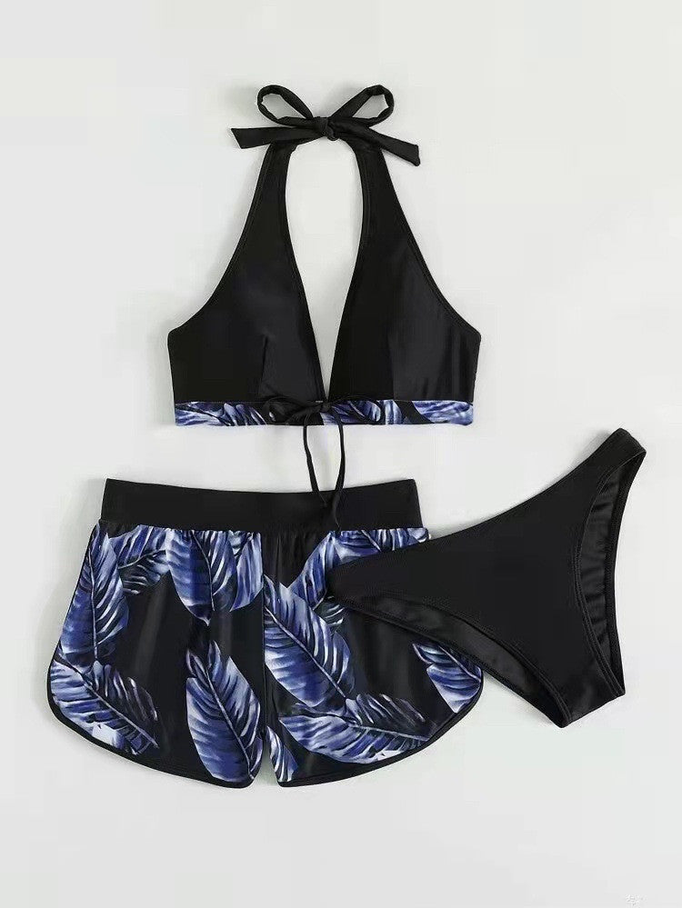 Schnelltrocknendes Damen Bikini Set mit bequemen Shorts für aktive Sommertage am Pool oder Strand.