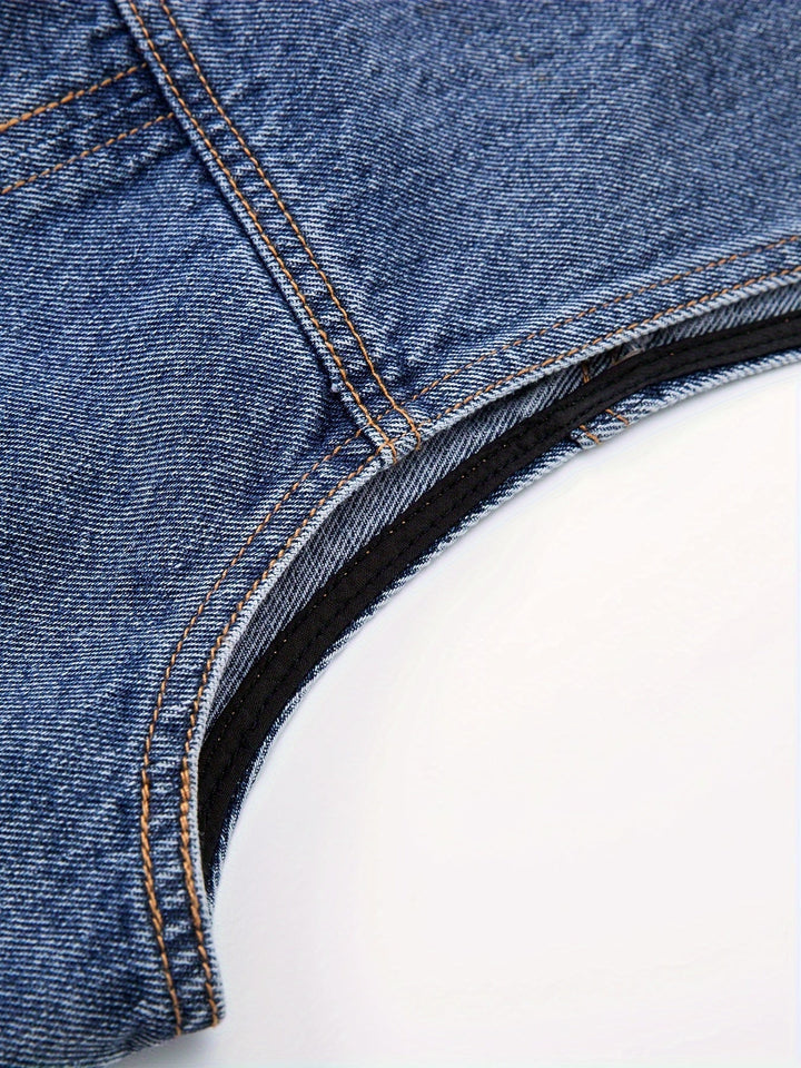 Leichte Herren-Jeansweste aus Denim, perfekt für den Übergang & sommerliche Streetwear-Looks. Ärmellos & modern.
