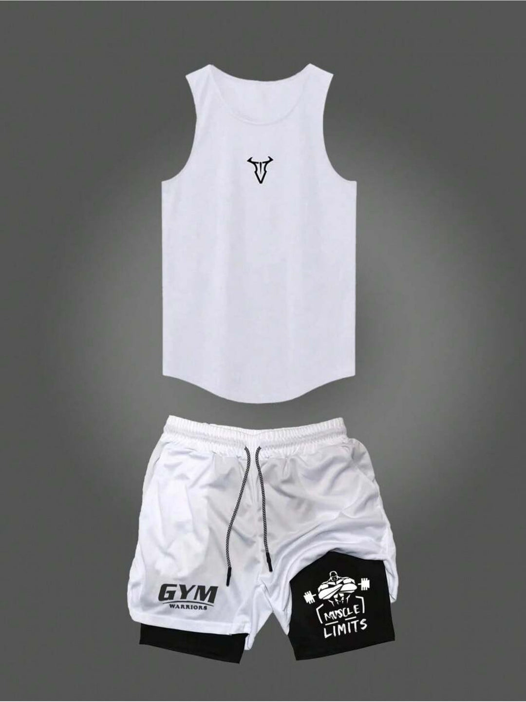 Herren Fitness Tanktop und Shorts Set, ideal für Gym & Training, atmungsaktive Sportbekleidung.