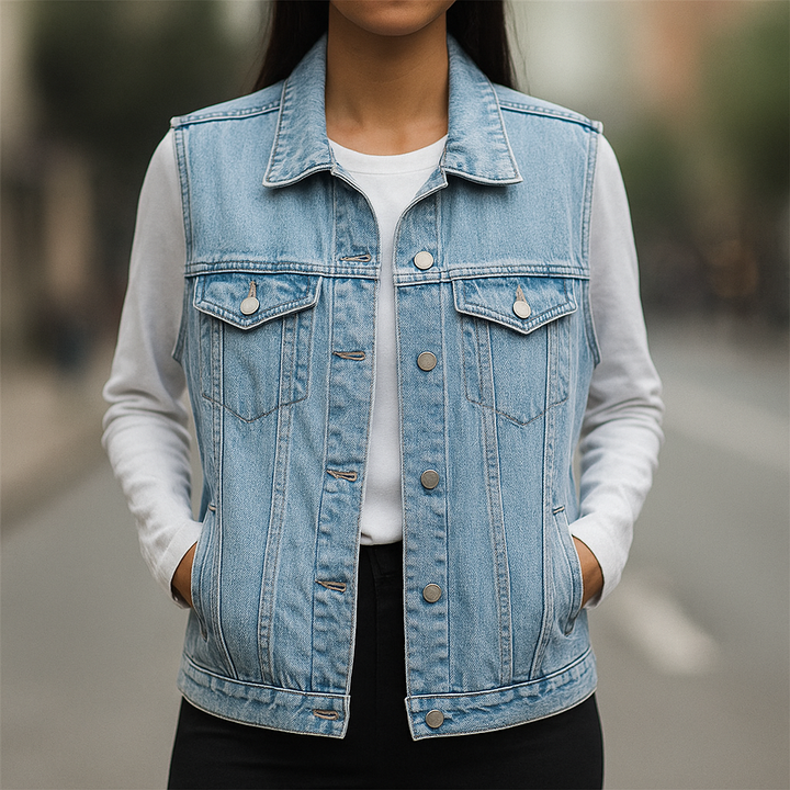 Vielseitige Damen Übergangs-Herbstweste, ärmellos, mit Taschen, perfekt für Freizeit & praktische Alltagsmode.