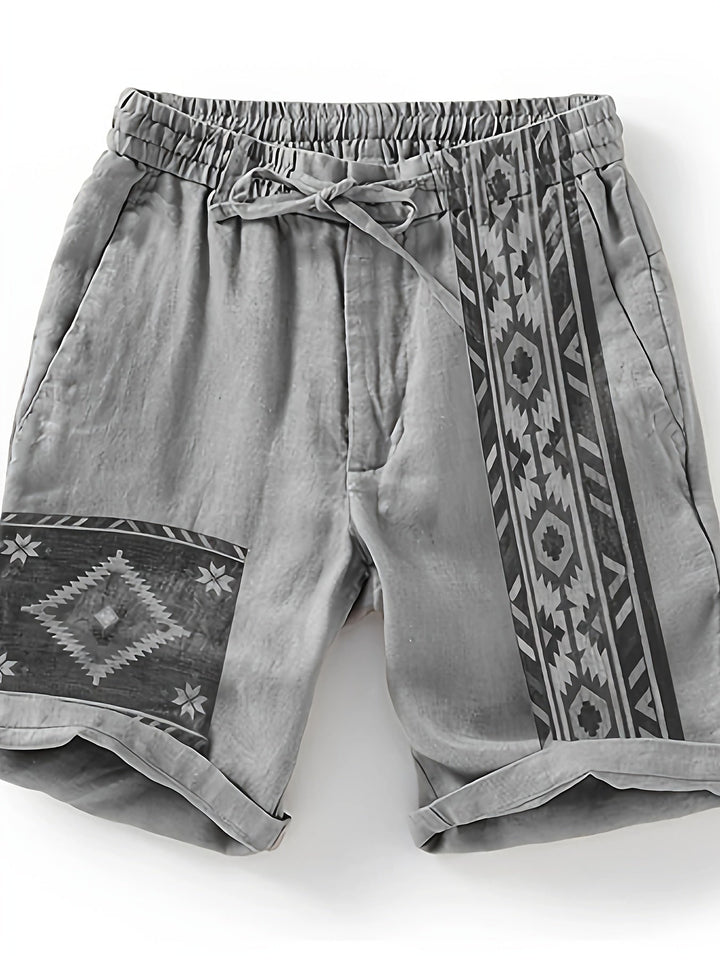 Herren Ethno-Shorts, geometrisches Muster, bequem, für Freizeit, Urlaub & Strandmode.