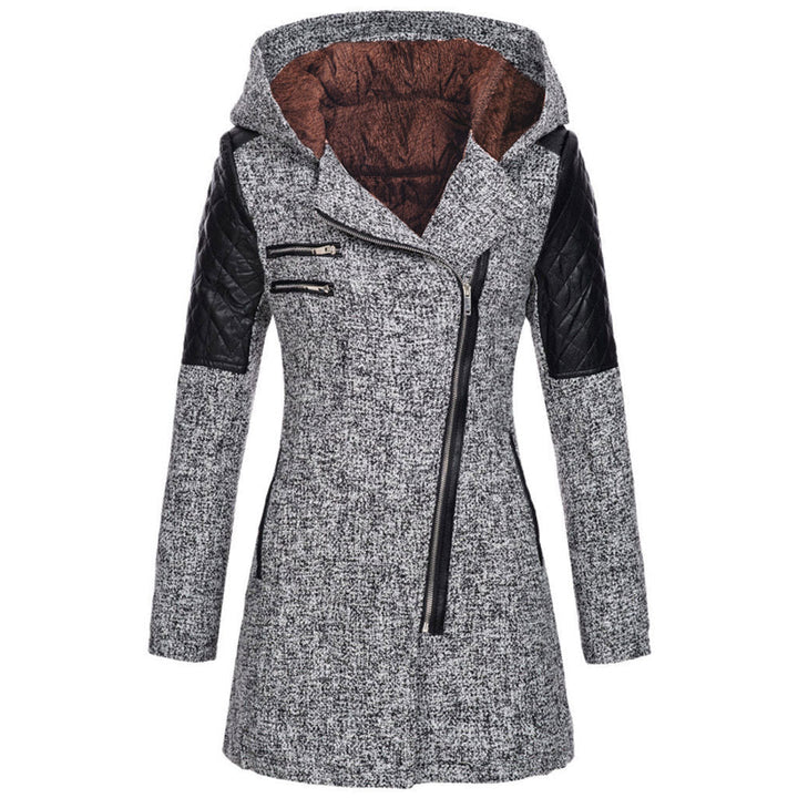 Damen Biker-Mantel, langer Arm, in Übergrößen erhältlich. Eleganter und warmer Damen Wintermantel.