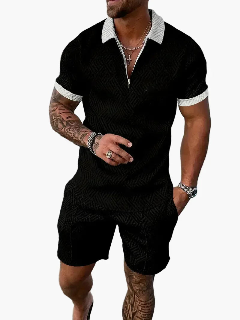 Herren Poloshirt & Shorts Set, modernes Freizeit-Outfit für Sommer & Urlaub, sportlich-elegant, bequem.