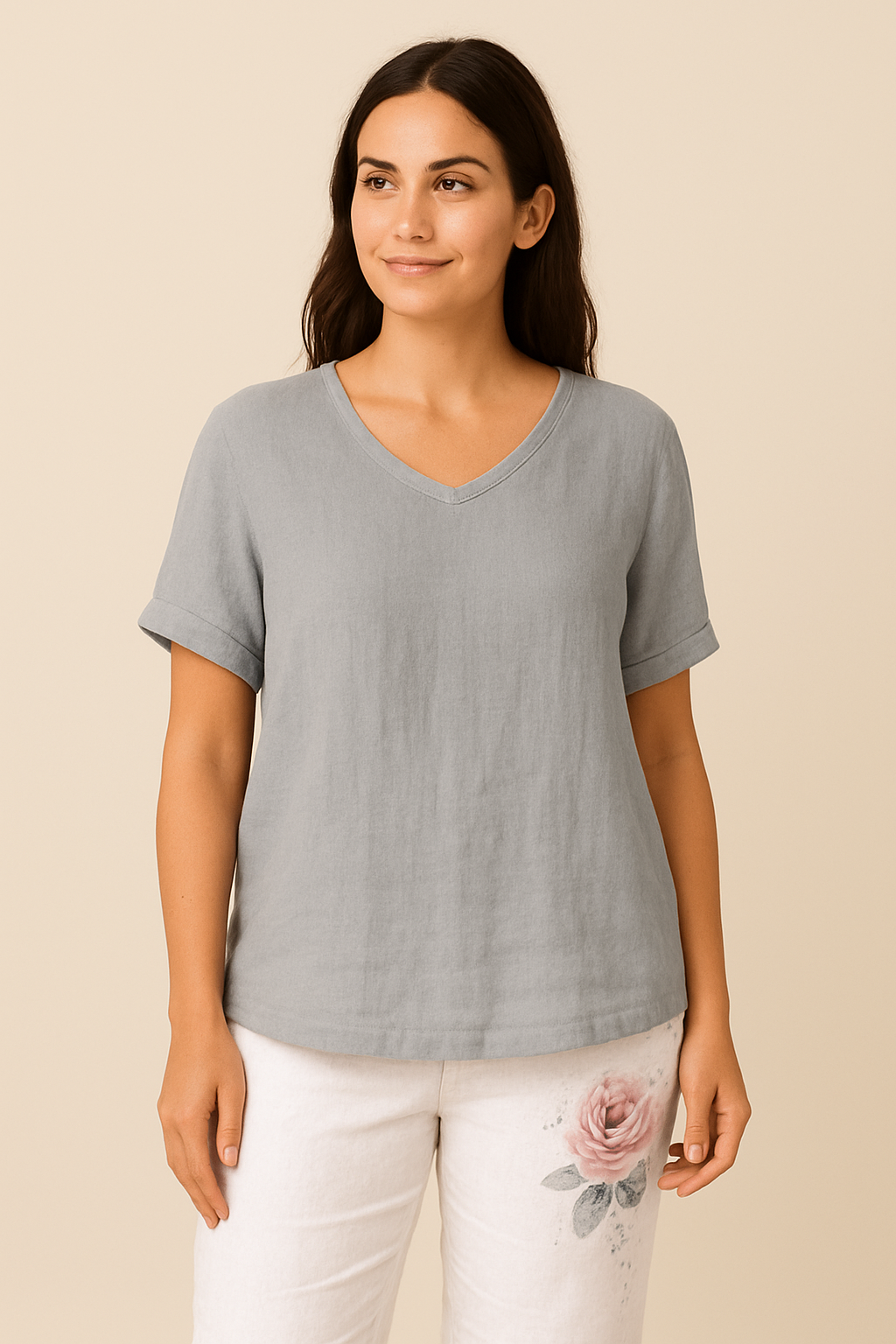 Moderne, locker sitzende Damen Bluse. Leichte Langarm Freizeit Mode, perfekt als bequemes Oberteil für den Sommer.