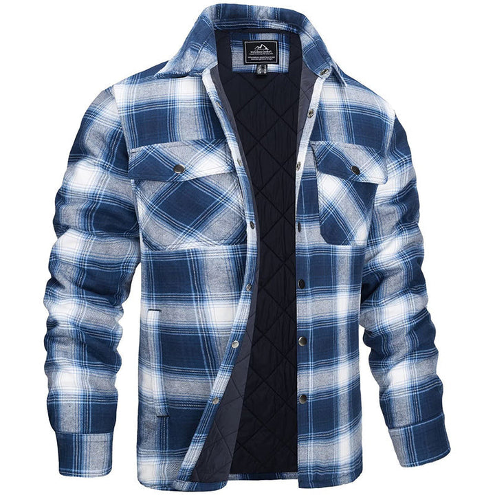 Warme, gefütterte Herren Karierte Holzfällerjacke, eine robuste Übergangsjacke für kalte Tage und Outdoor.