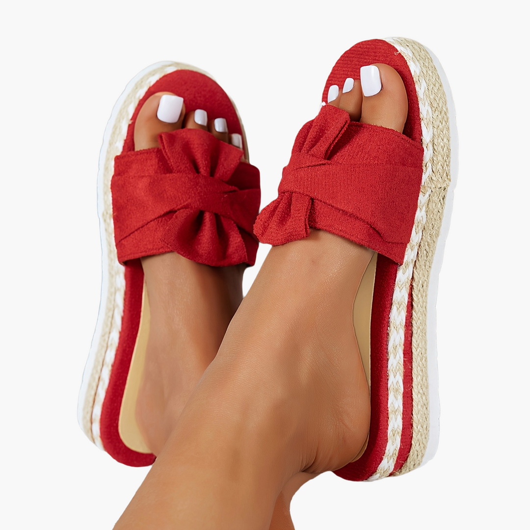 Frauen Plateau Sandalen mit dekorativer Schleife, komfortable und stylische Sommerschuhe.