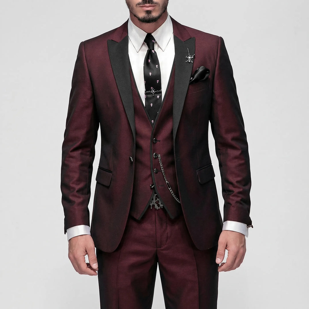 Festlicher Herrenanzug Slim Fit, 3-teilig, dunkelblau. Ideal für formelle Anlässe & Abendgarderobe.