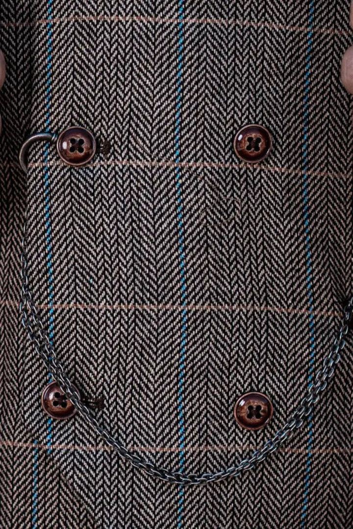 Herren Vintage-Anzug mit Karomuster und Weste. Edler Dreiteiler für elegante Auftritte.