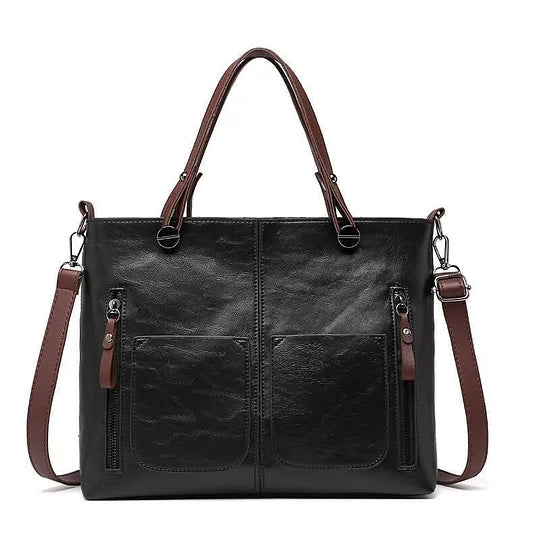 Praktische & schicke Leder Schultertasche Ralaana in Braun, mit durchdachtem Innenleben.