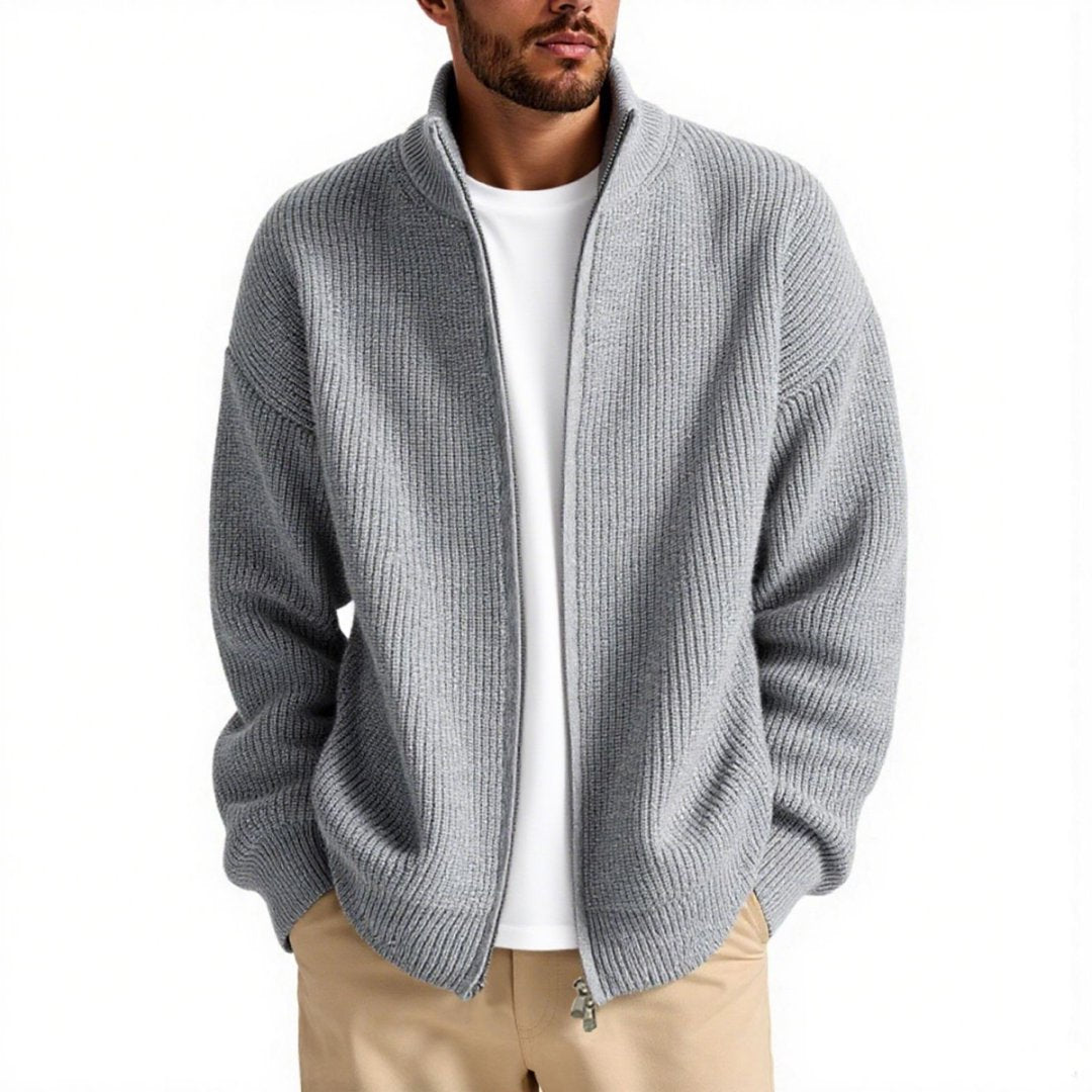 Stylischer Herren Strickjacke mit offenem Schnitt, langarm, ideal für bequemes Layering im Alltag.