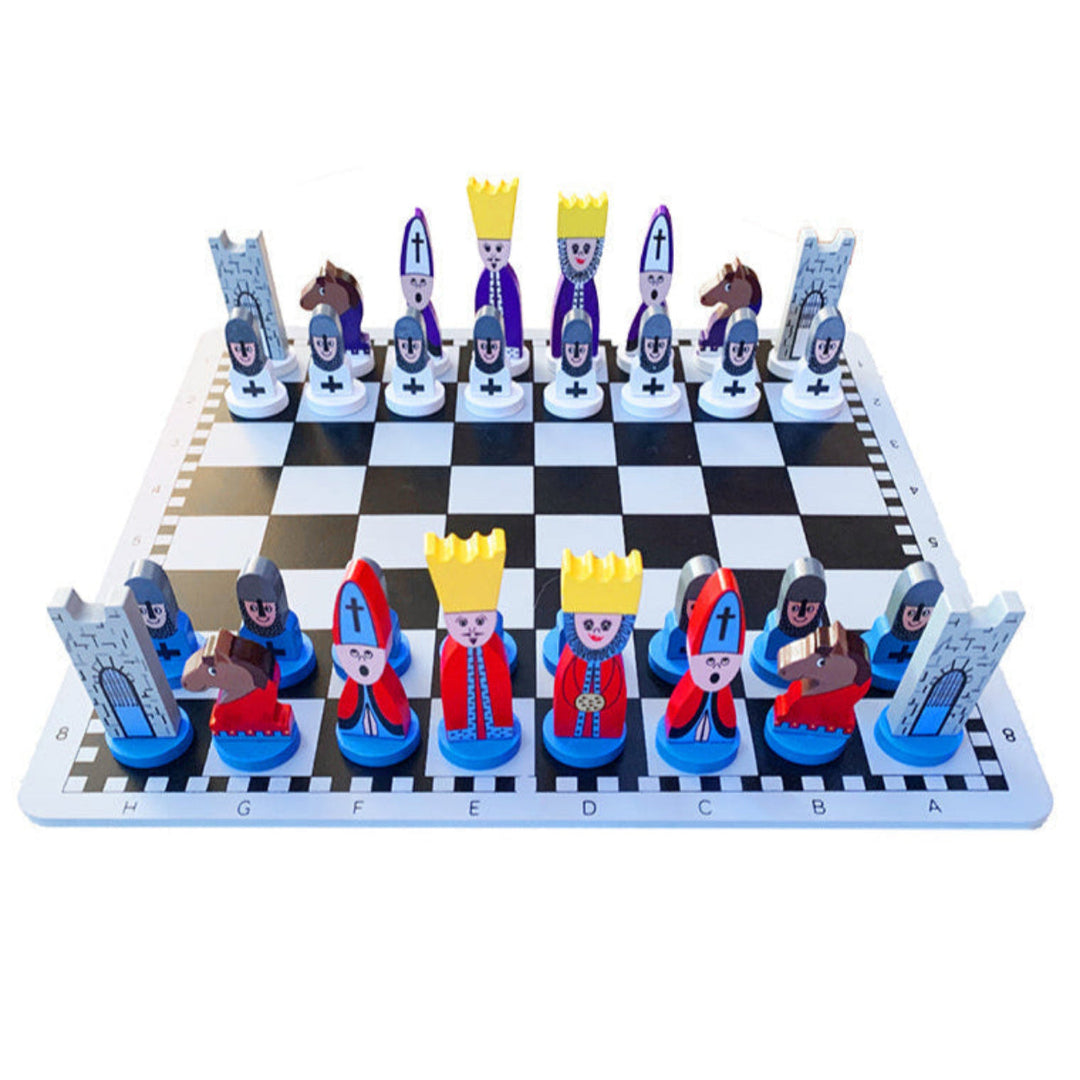 Schachspiel für Kinder: Komplettes Holzschachbrett mit Figuren. Ideal zum spielerischen Erlernen von Strategie & Logik.