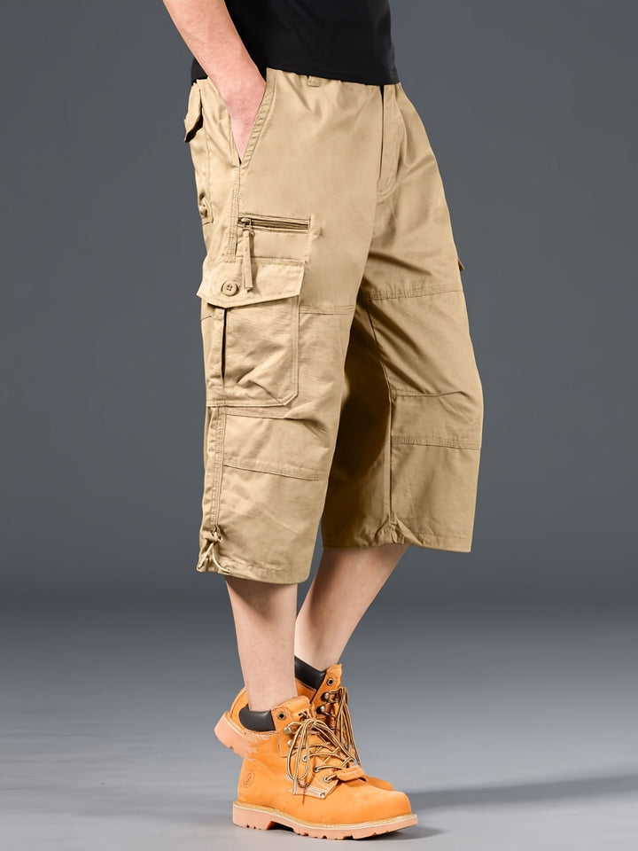 Herren Outdoor Cargoshorts, lang, robust & vielseitig, ideal für Camping & Wandern, mit praktischen Multi-Taschen.