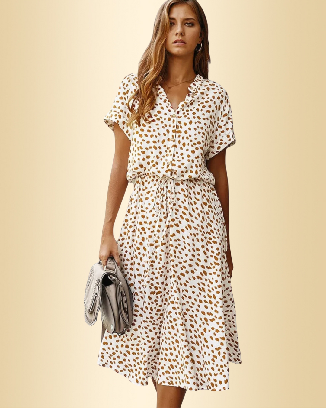 Damen Sommerkleid, gemustert, locker und atmungsaktiv für heiße Tage.