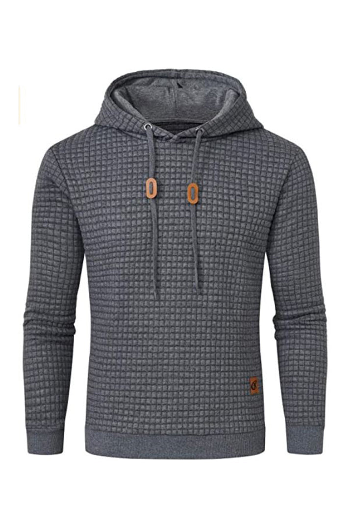 Herren Langarmhemd mit Kapuze in meliertem Grau. Lässiger Hoodie für Freizeit und Streetwear.