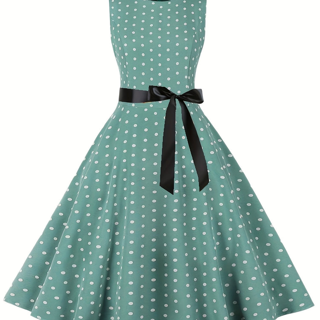 Sommerliches Damen Rockabilly Kleid, Polka Dot Muster, Vintage Schnitt, Retro Stil.