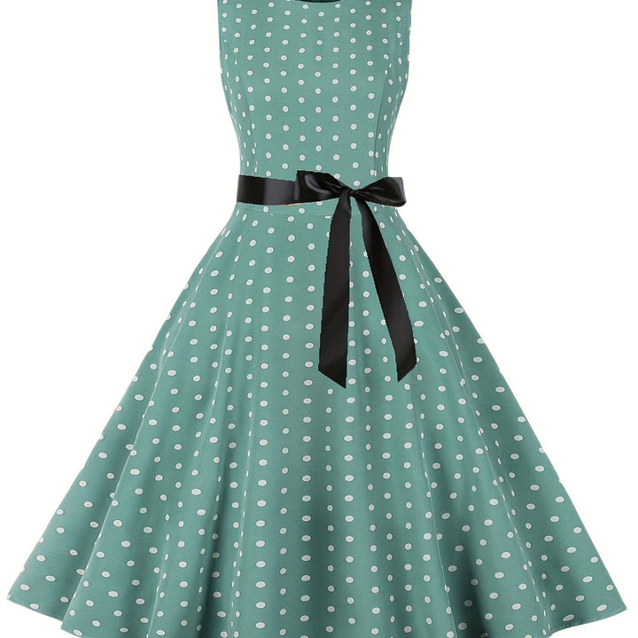 Sommerliches Damen Rockabilly Kleid, Polka Dot Muster, Vintage Schnitt, Retro Stil.