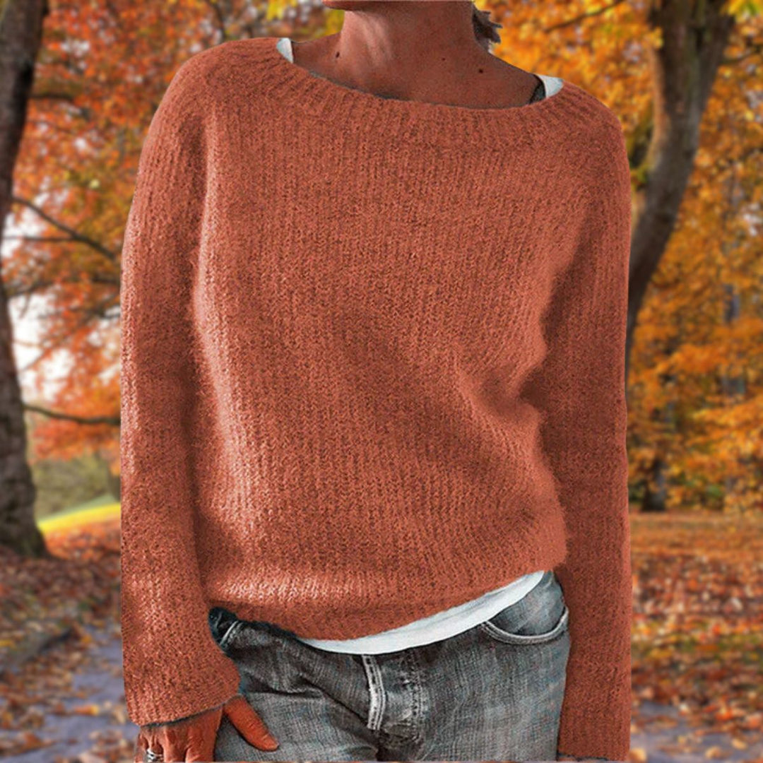 Langarm Damen Strickpullover mit Rundhalsausschnitt & lockerer Passform, vielseitig für Alltag und Freizeit.