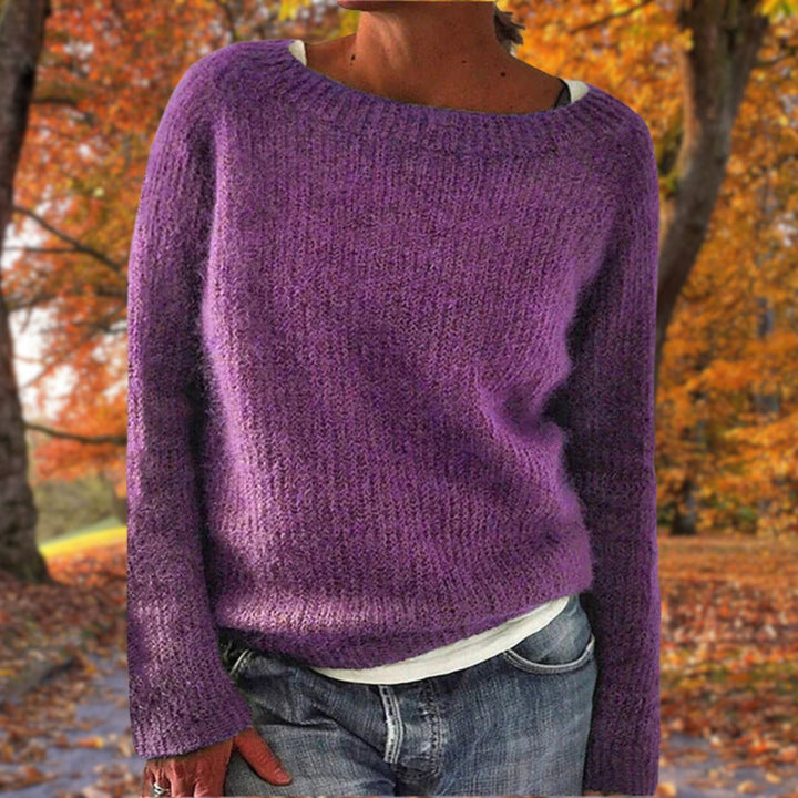 Warmer Damen Strickpullover, Rundhalsausschnitt, lockere Passform. Gemütlich für Herbst/Wintertage.