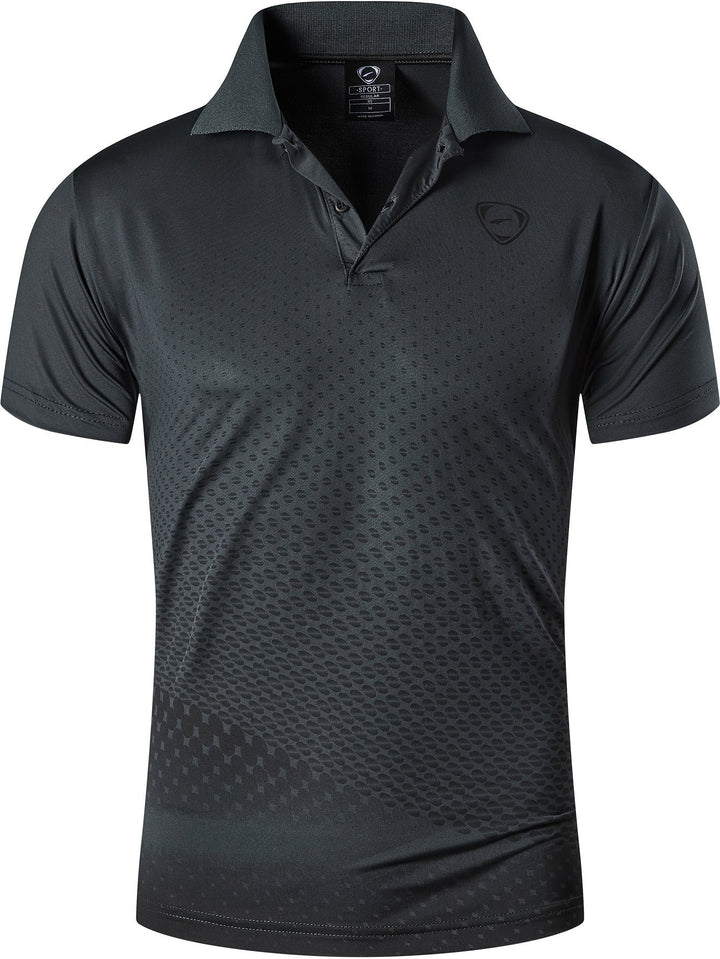 Modernes Herren Sportpolo mit auffälligem Grafikmuster, atmungsaktiv für Training & Sommer.