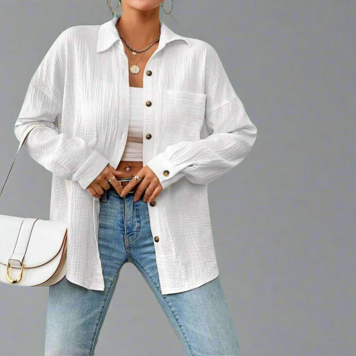 Moderne, bequeme Damen Oversize Bluse, die vielseitig kombinierbar ist für jeden Anlass.