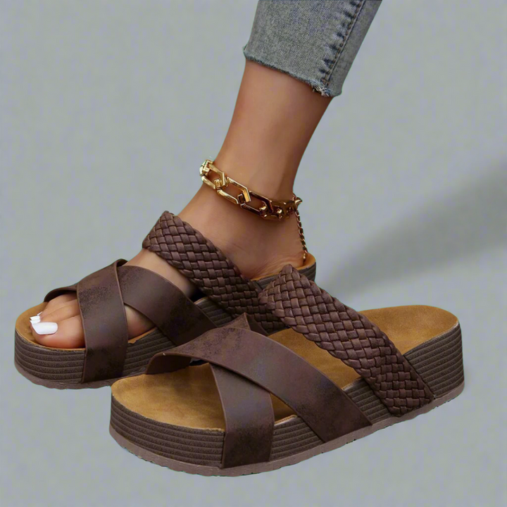 Stylische Damen Sandalen, bequeme Komfortschuhe für entspannte Sommertage und täglichen Gebrauch, offene flache Schuhe.