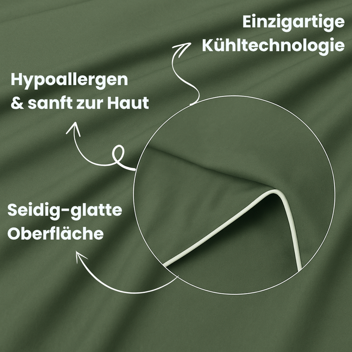 Stylische Eisseide-Bettwäsche, kühlend und atmungsaktiv, für eine Oase der Ruhe im Schlafzimmer.