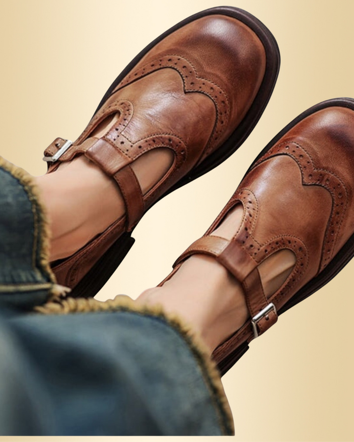 Elegante Damenschuhe mit Riemenverschluss, rutschfest und bequem, ideal für den Alltag.