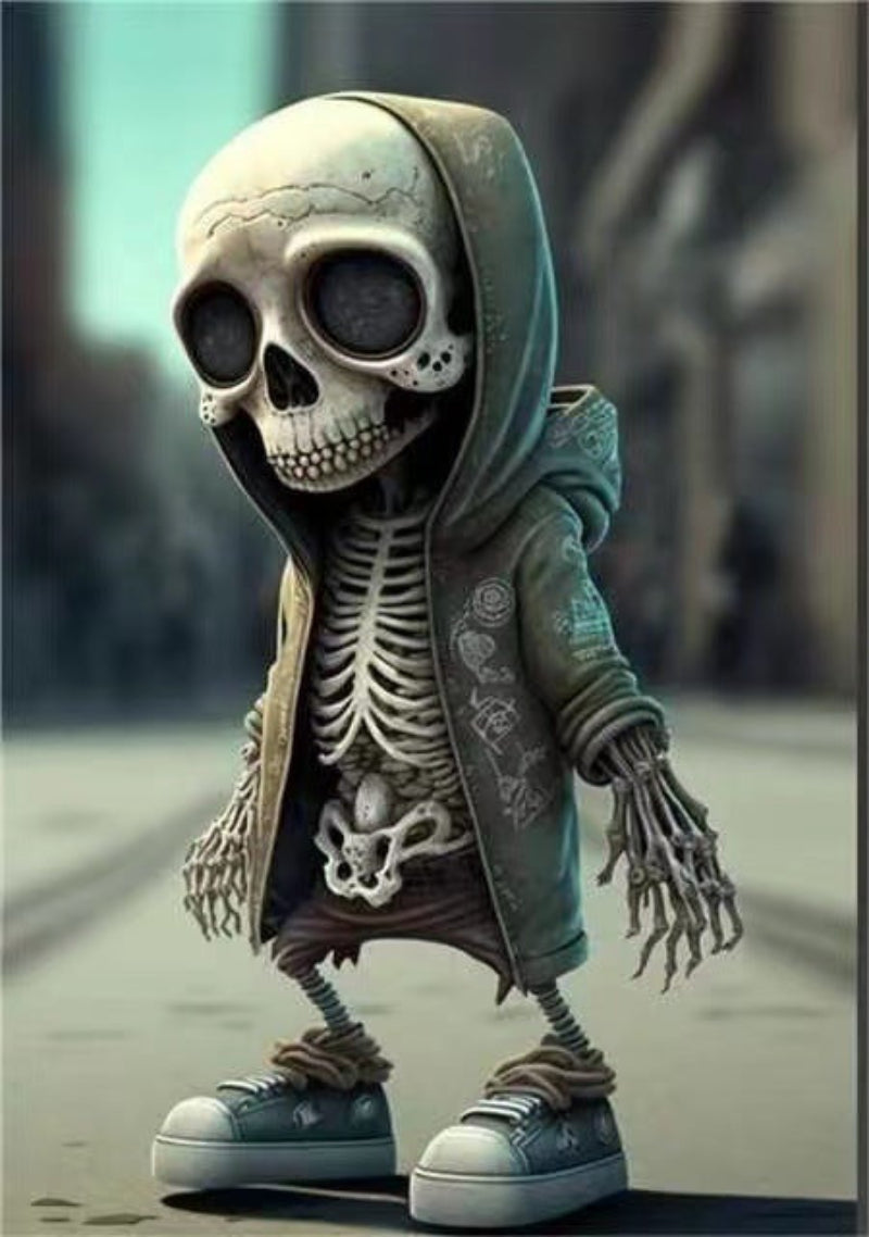 Auffällige gruselige Halloween Skelett-Figur, Kunstharz Statue. Perfekte Deko für Partys und als modernes Wohnaccessoire.