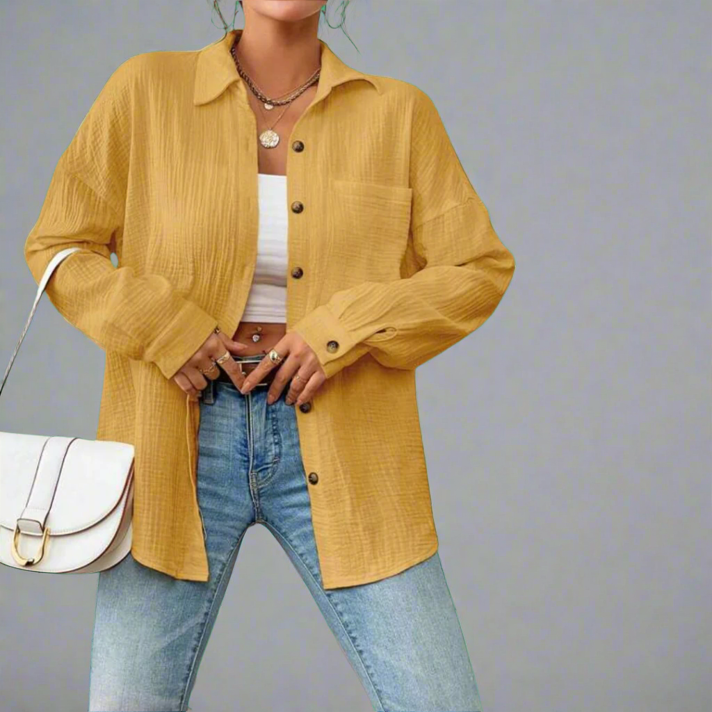 Damen Oversize Bluse, perfekt als leichte Oberbekleidung für heiße Sommer- und Frühlingstage.