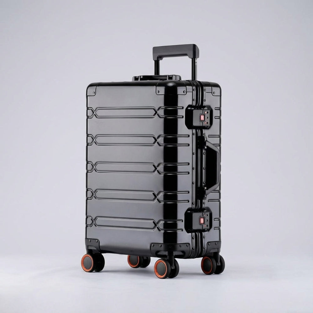 Robuster 360° Spinner Rollkoffer mit Schwenkrollen, ideal für Urlaub und Geschäftsreisen.