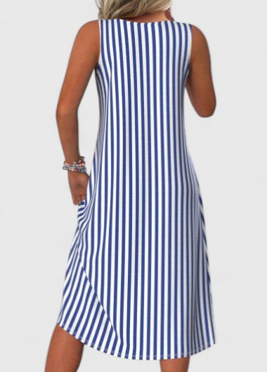 Bequemes ärmelloses Damen Sommerkleid, leichtes Freizeit Tageskleid in gestreiftem Design für Strand & Urlaub.