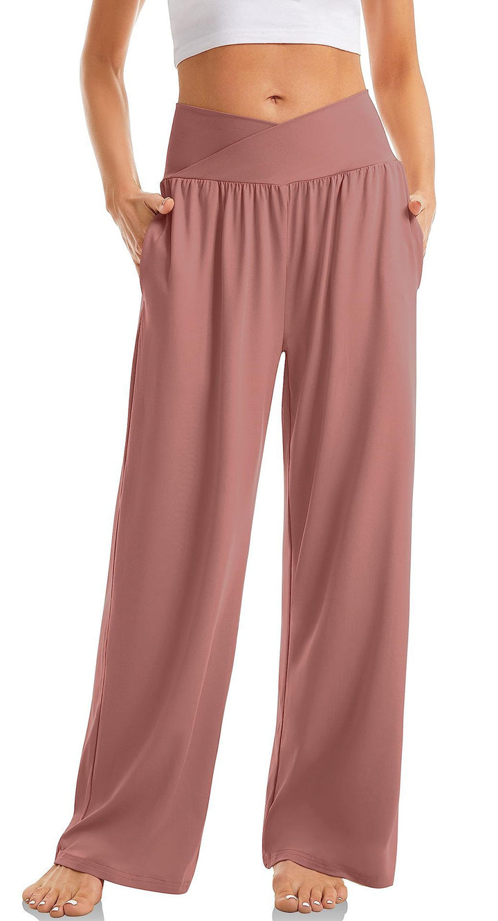 Mavumo Damen Yoga-Hose mit V-Bund, weitem Bein & Taschen. Komfortable Jogginghose für Sport & Zuhause.