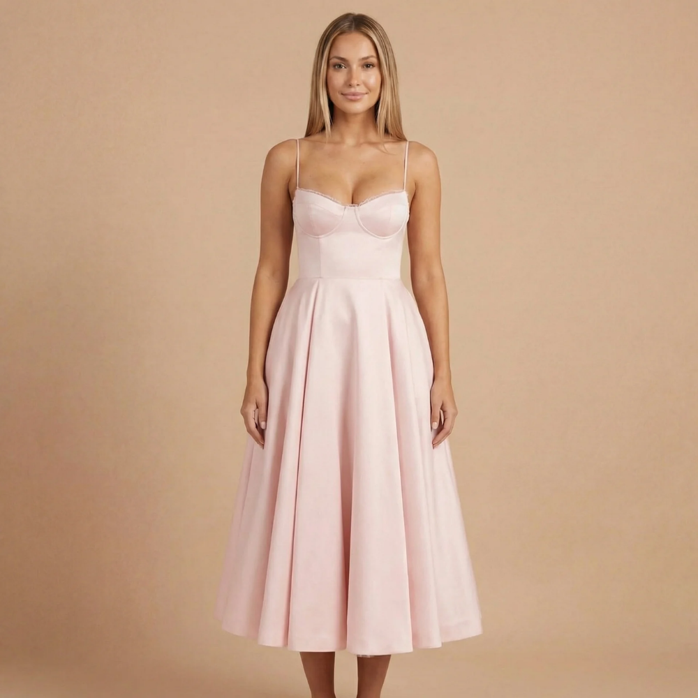 Damen A-Linien Midikleid in Schwarz. Zeitloses elegantes Abendkleid für besondere Anlässe.